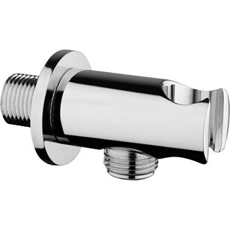 Presa acqua con supporto per doccetta in ottone cromo design tondo (1/2)