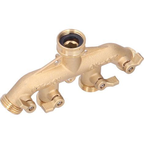 4-Wege-Wasserverteiler, Messing-Gartenschlauchanschluss, 3/4-NPT-Verteiler, Mehrfachverbinder (1/5)