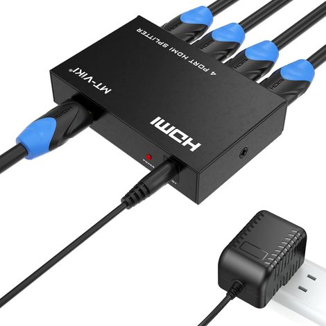 Splitter HDMI 1 entrée 4 Sorties 1x4 Ports 4Kx2K@30Hz 3D Full HD 1080P Distributeur pour PS4 PS3 Fire Stick TV, DVD Moniteur (1/5)