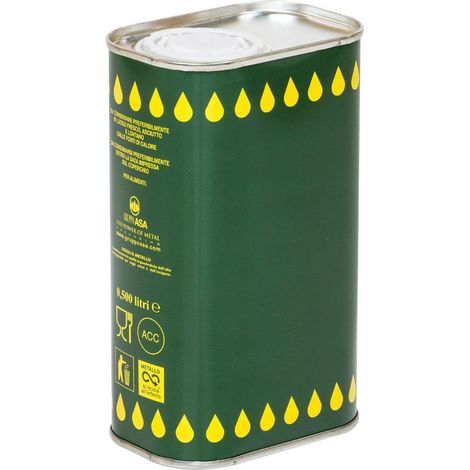 Latta Rettangolare 500ml h.140mm per olio con tappo stagna tanica STI