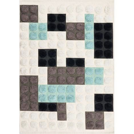 Kids Rug White and Multicolour Cotton 90 x 130 cm Tufted Rectangular Shaped BRICKY (1/5)