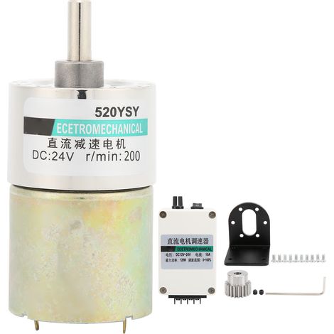 Support de moteur réducteur DC 24V sens horaire/antihoraire, engrenage régulateur basse vitesse 200 tr/min pour machine-outil CNC. (1/5)