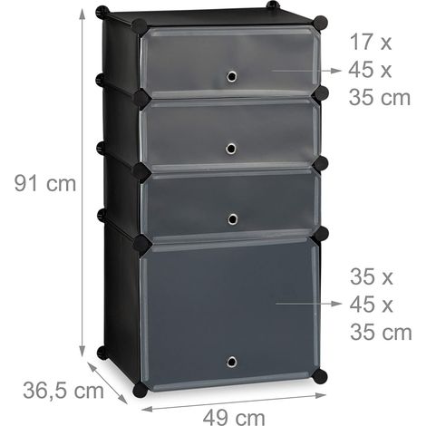 Meuble à chaussures étagère armoire avec 4 casiers 91 cm noir