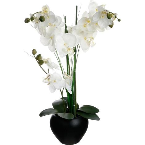 Orchidea artificiale vaso in ceramica nera H53cm - Atmosphera créateur d'intérieur