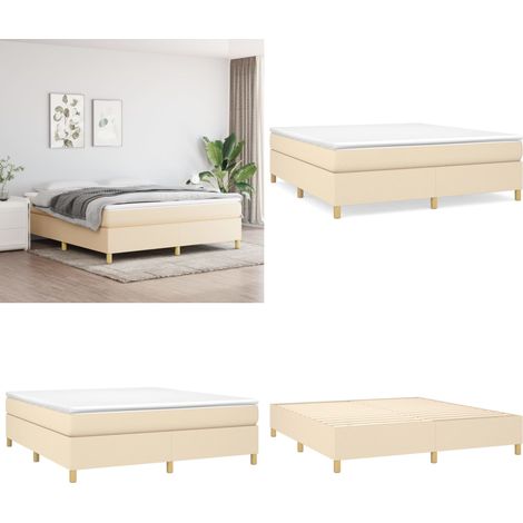 Boxspringbett mit Matratze Creme 180x200 cm Stoff - Boxspringbett - Doppelbett - Cremefarbenes Bett - Bettsystem - Matratze - Home & Living (1/5)