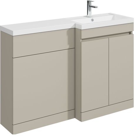 Balterley Tean 1200mm Floor Standing Compact Unit with Right Hand Polymarble Basin - Pebble Grey