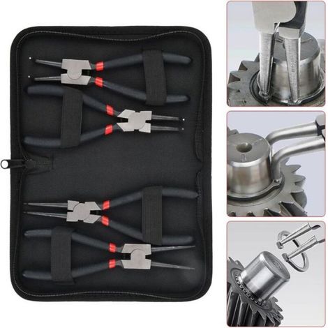 Lot de 4 pinces à circlips 7 pouces – Acier au chrome vanadium – Poignées antidérapantes – Pour installation et retrait de ressorts (1/4)