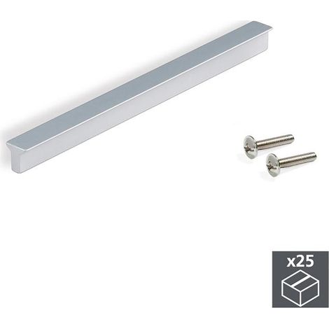 Emuca Lote de 25 tiradores para mueble Algemesi, intereje 160mm, Aluminio, Anodizado mate
