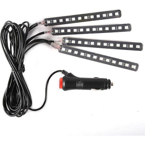 Bandes LED RGB 12V 4x 12SMD pour l'éclairage intérieur et de plancher de véhicule avec télécommande (rouge)