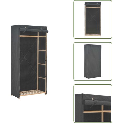 The Living Store Garde-robe Gris 79 x 40 x 170 cm Tissu - Armoire Tissu - Armoire Rangements - Dressing Tissu - Meuble Rangement - Placard Suspendu (1/5)