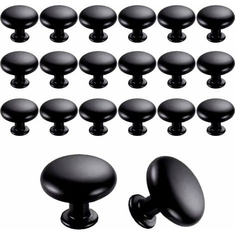 20 Stück 30 mm Tür- und Schubladenknöpfe im Vintage-Stil für Küchenmöbel und Schränke, Schwarz - KZQ