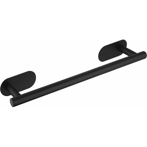 Porte-serviettes mural noir, porte-serviettes auto-adhésif de 40 cm, noir mat, en acier inoxydable 304-AquaForge (1/5)