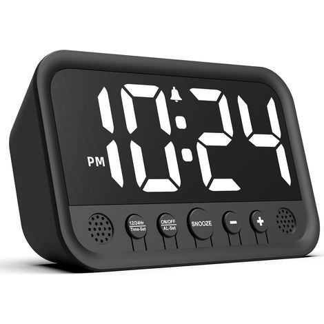 Sveglia digitale con numeri grandi, orologio digitale con display a LED, luminosità e volume regolabili, funzione snooze, 12/24 ore, orologio digitale alimentato a rete elettrica