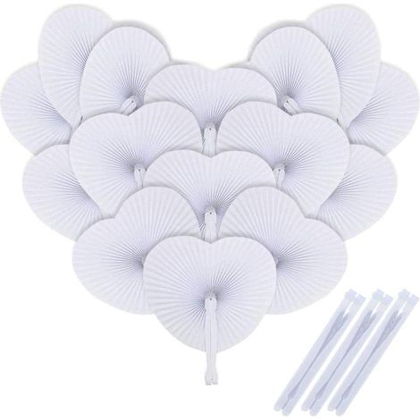 48 transparente Faltfächer aus Papier, Sommer und Hochzeitsdeko, Handventilator für Outdoor Party (1/3)