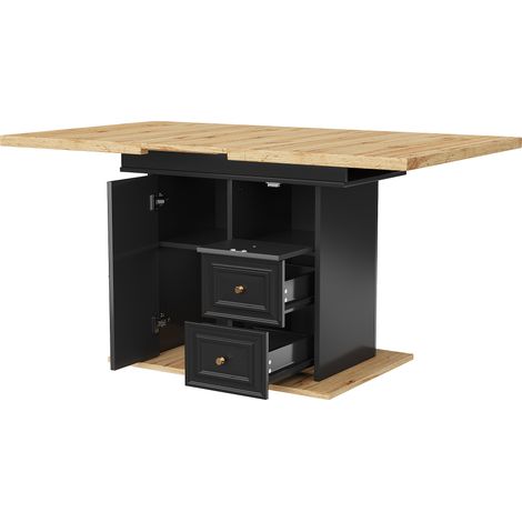 Mesa de comedor extensible 110-140 x 80 x 75 cm MDF y metal HOMVRA (1/5)