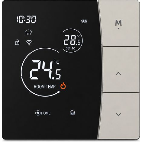 Thermostat d'ambiance 3 A sans Wi-Fi pour chauffage hydraulique et chaudière murale, gris (1/5)