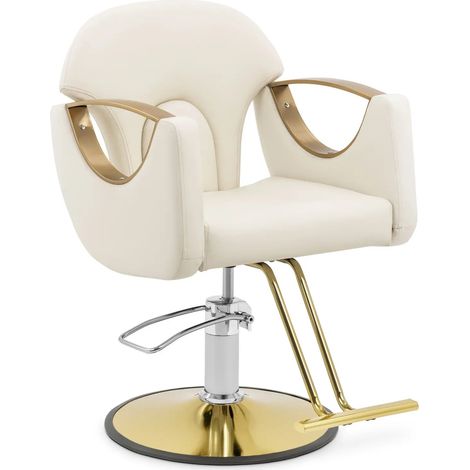 Fauteuil de coiffeur professionnel avec repose-pieds 180 kg PVC acier crème