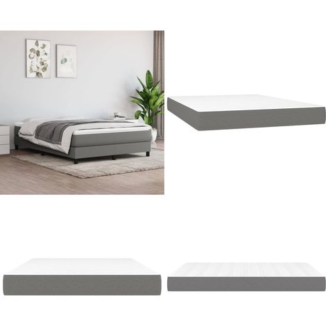 Colchón de muelles ensacados firmeza media tela gris oscuro 140x200x20 cm - Firmeza media - Soporte de cama