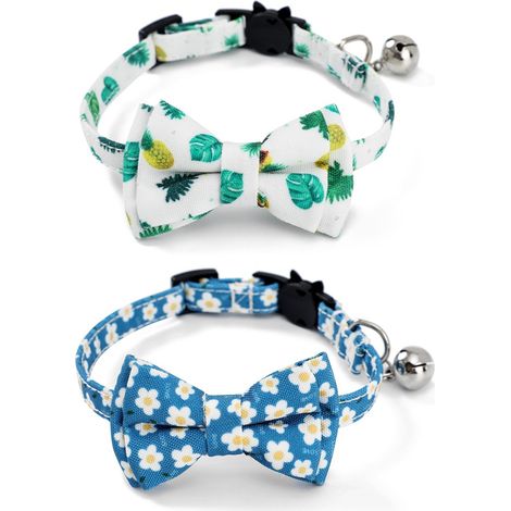 Collier Pour Chien - Avec Nœud Papillon Et Clochette - Réglable Pour Petit Chien Et Chat - Lot De 2 Pièces (1/4)