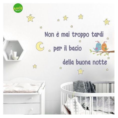 Sticker bacio buonanotte Crearreda adesivo murale frasi famose natura geometrie fantasie 31X31 CM