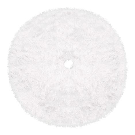 Dywanik debajo del árbol de Navidad de 120 cm, blanco, de pelo largo, alfombra para regalos. (1/5)