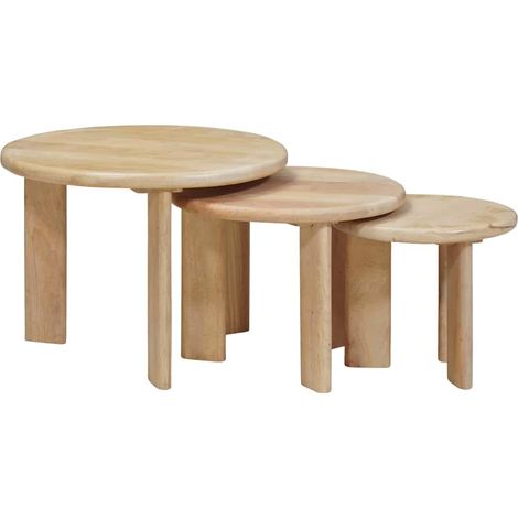 vidaXL Nesting Coffee Tables 3 pcs Black Solid Mango Wood