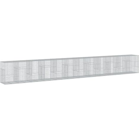 Gabbione recinto a gabbia muro di contenimento con coperchio 1200 x 100 x 150 cm ferro zincato argento 020040131