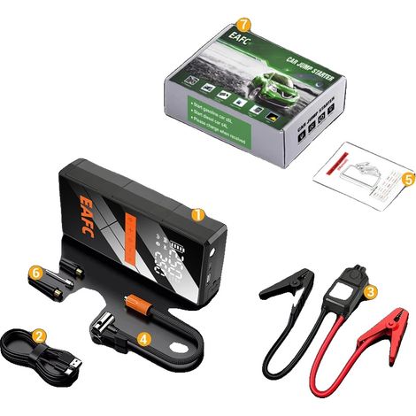 Démarreur de voiture, compresseur d'air, batterie externe, Clip intelligent (1/2)