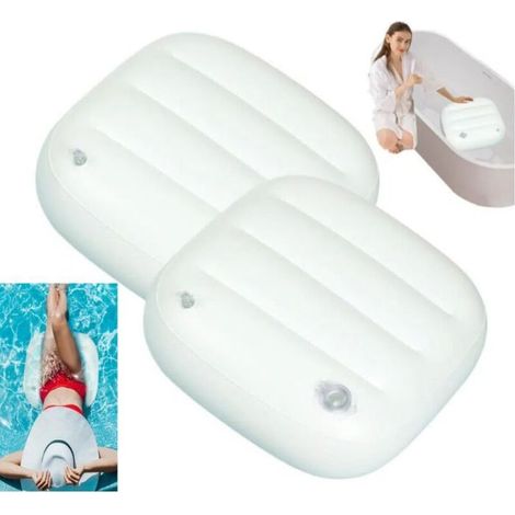 2 inflatable hot tub cushions with adjustable firmness, easy-to-use portable spa accessories.