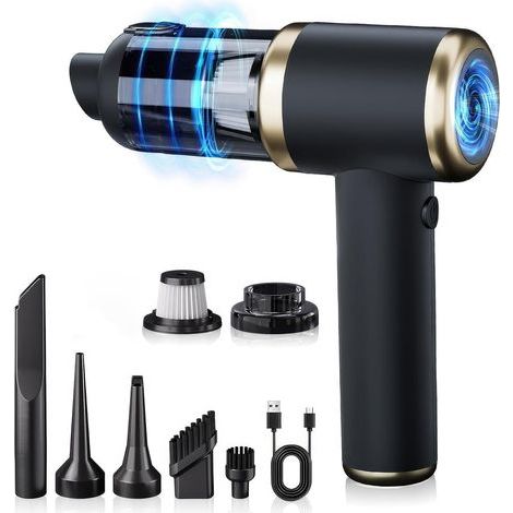 Aspirateur de voiture sans fil, aspirateur à main haute puissance et dépoussiéreur, mini souffleur portable avec batterie et plusieurs buses pour voiture, maison (1/2)
