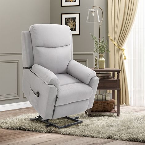 Fauteuil TV assistance debout - gris clair - ressort lin - poche latérale - électrique inclinable - télécommande - design sobre pour salon
