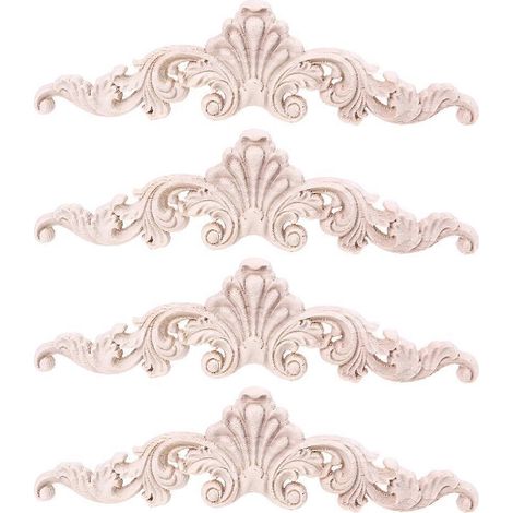 Autocollant en bois sculpté, lot de 4, style vintage élégant, accessoires de décoration. (1/5)