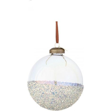 SFERA VETRO GLIDE IRIDESCENTE AZZURRA E BIANCA D 8CM