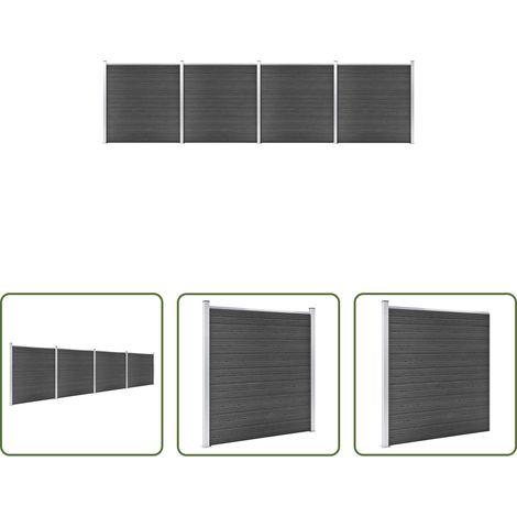 vidaXL WPC - Zaunelement Set WPC 699x186 cm Schwarz (1/5)