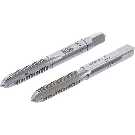 Bgs Technic – Jeu de 2 tarauds M6 x 1.00 mm – Acier à outils GCr15 – Filetage de précision – Pour perçage de précision