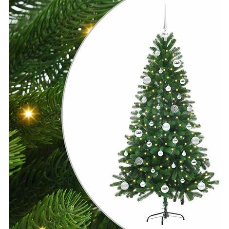 Albero di Natale Albero natalizio Albero festivo con 150 LED con supporto Verde 150 cm PE (1/5)
