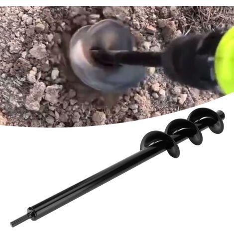 Auger de plantation pour fleurs 8 cm x 60 cm – Foret spiralé en fer pour jardinage, perçage facile des trous dans le sol (1/4)