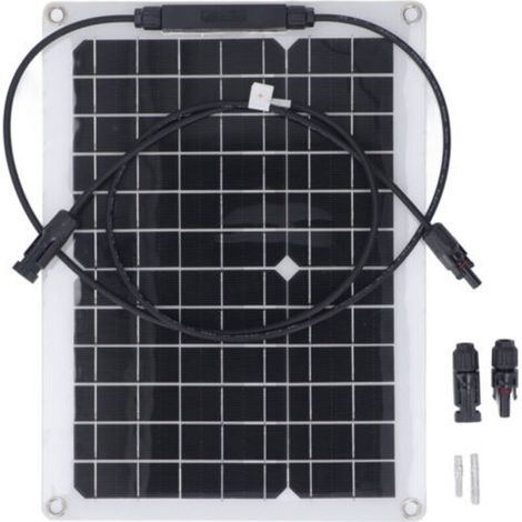 Compact flexible 18V 15W solar kit for charging a battery, security camera, automatic gate, chicken coop, boat, off-grid installation. (1/5)
