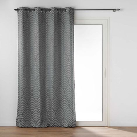 Rideau à Œillets Jacquard "Victoria" 140x260cm Gris (1/5)