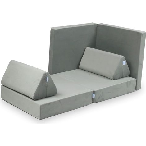 Canapé de jeu miniature Montessori Standard en velours gris. (1/2)