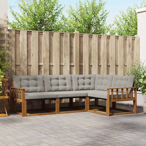 Outdoor-Sofagarnitur mit Kissen 4 pcs Natürlich und Hellgrau (1/5)
