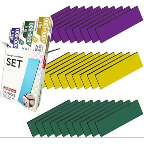 éponges de ponçage pour modélisme, Hobby Model Tools Bloc à la Main étanche Humide Sec réutilisable Grain 400 à 1200 Papier abrasif (1/5)