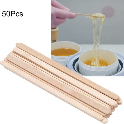50 Holzspatel zum Wachsen, professionelle Einwegstäbchen (50er-Packung) (1/5)