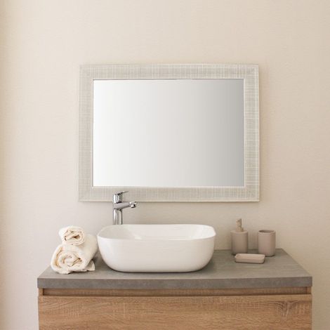Miroir Rectangulaire Avec Cadre Mdf Argenté Réversible L.62,5Xh.82,5 Cm (1/5)