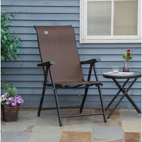 chaise fauteuil pliable portable rotin acier marron OKMYHOME (1/3)