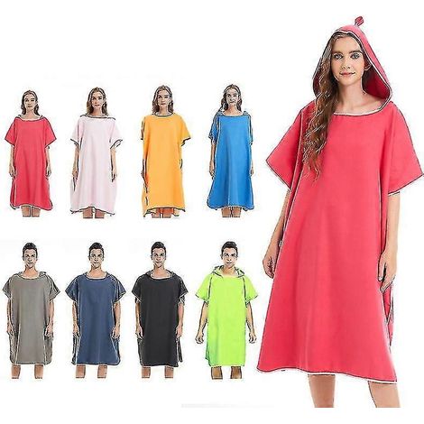 Peignoir de plage en microfibre à séchage rapide pour adulte avec capuche - Bleu (1/5)