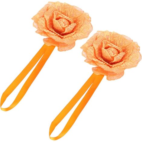 2pièces Boucle De Rideau Forme De Fleur Lot Bouton sans Perforation Élégant Et Facile à Installer