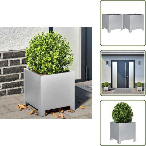 vidaXL Jardinières 2 pcs 30x30x30 cm acier galvanisé (1/5)