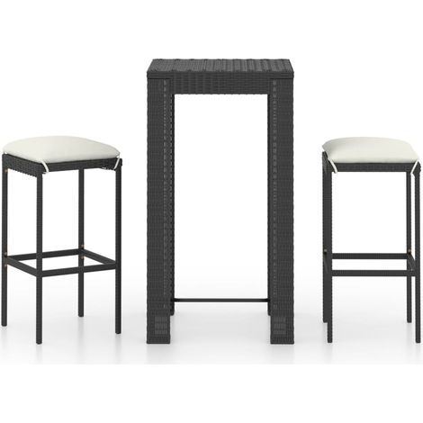 Maison Exclusive - Set Bar da Giardino 3 pz con Cuscini Polyrattan Nero (1/5)