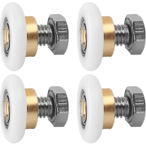 Roulettes pour porte coulissante, lot de 4 roulettes de douche, rails de douche, roulettes de rechange pour porte de douche coulissante (20 mm) (1/5)